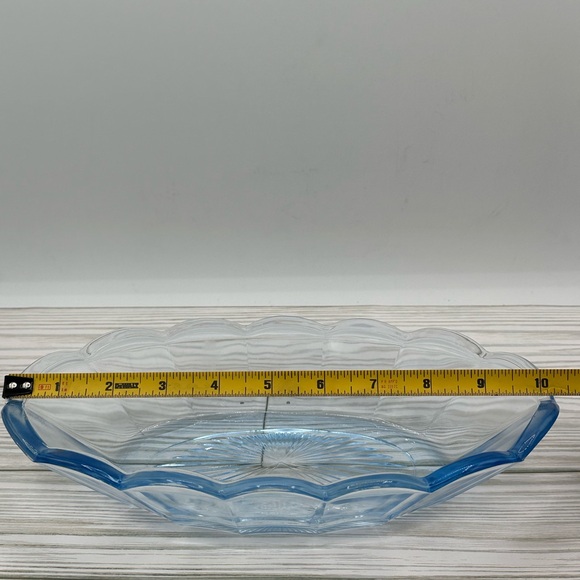 Vintage Indiana Glass Garland Light Blue Oval Centerpiece Bowl 10” - Picture 4 of 5